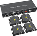 HDMI Extender Splitter 1 in 4 Out Over Cat5e/6/7 Repeater Balun Sender Receiver Support 1080p EDID Presets POC V16285