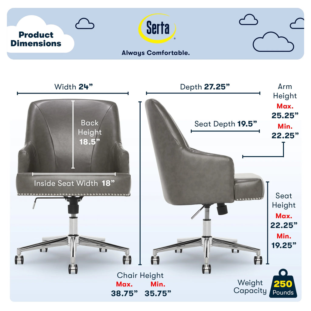 Gray Bonded Leather Desk Office Chair X47217