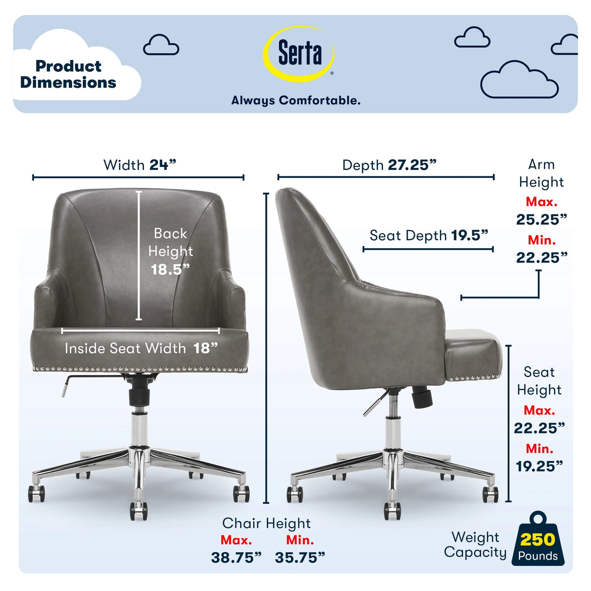 Gray Bonded Leather Desk Office Chair X47217