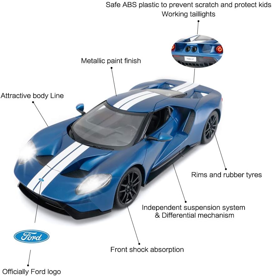 Blue 1/14 Ford GT Remote Control Race Toy Car Pack of 2 Y7082