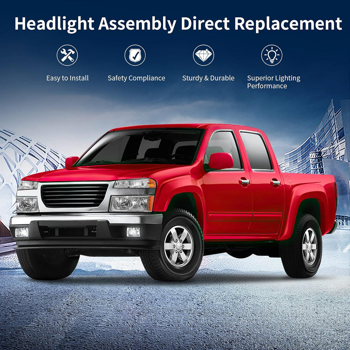 Chrome Housing Headlight Assembly with Amber Reflector and Bumper Lights U528