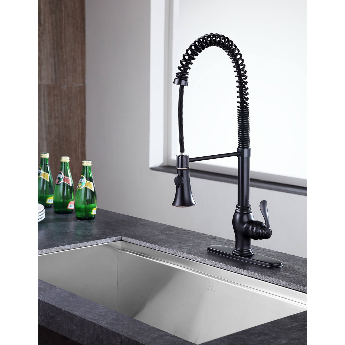 Brushed Nickel Single Handle Kitchen Faucet L15955