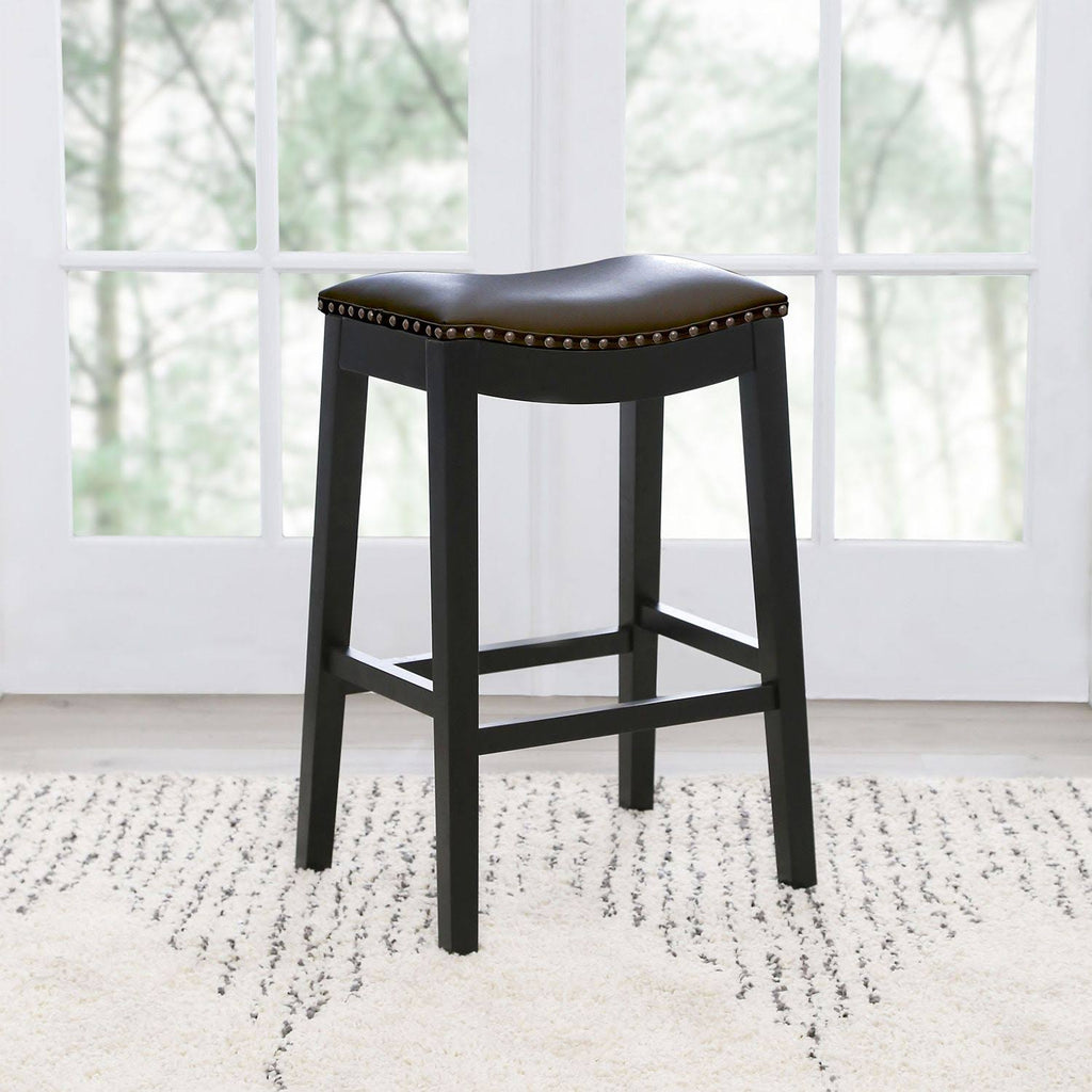 Bonded Leather Saddle Bar Stool A373730