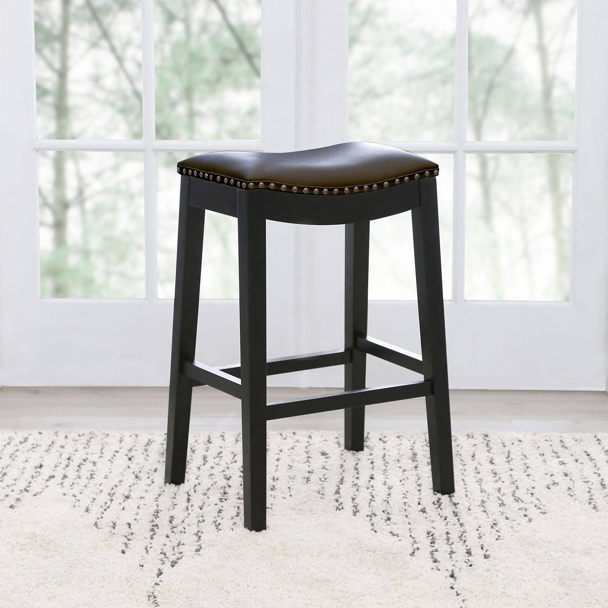 Bonded Leather Saddle Bar Stool A373730