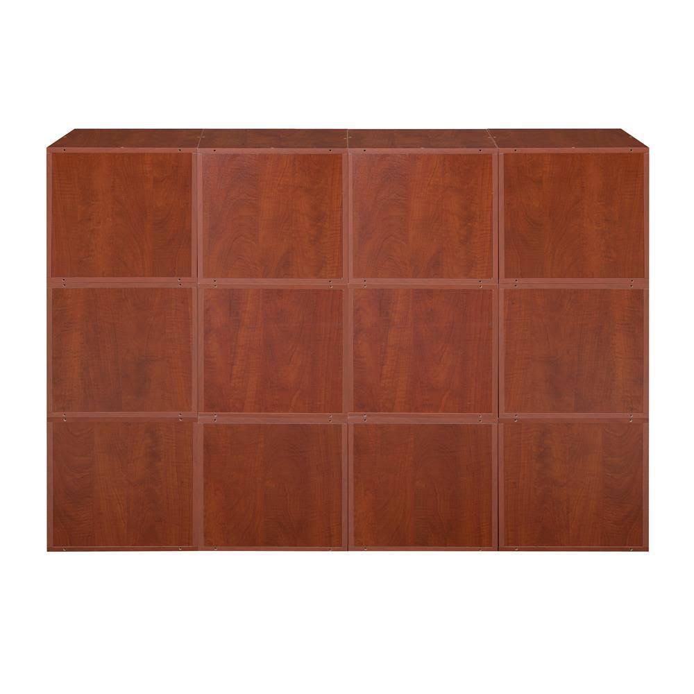 Cherry Wood 12-Cube Storage Organizer I178033