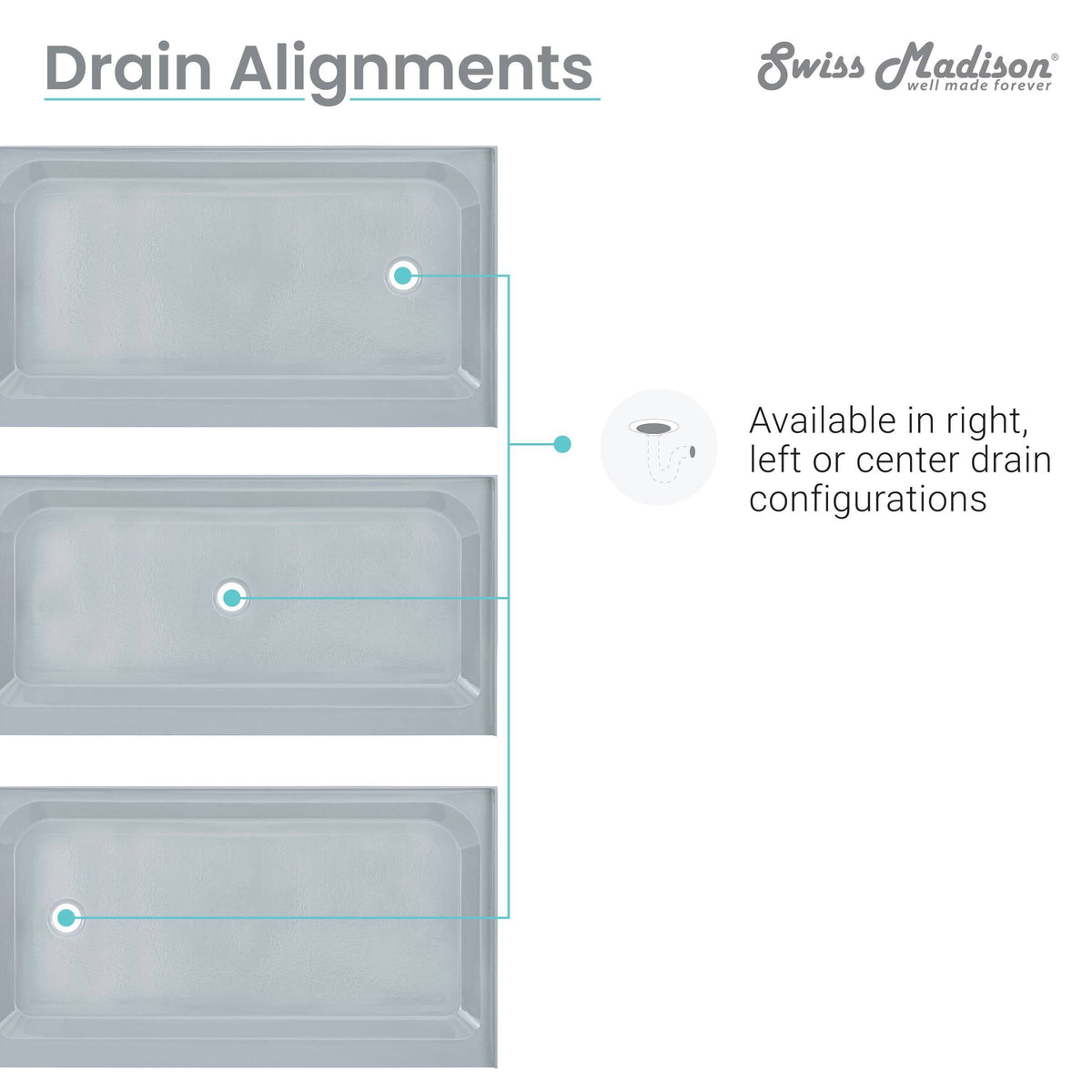 Gray Single Threshold Shower Base H24182