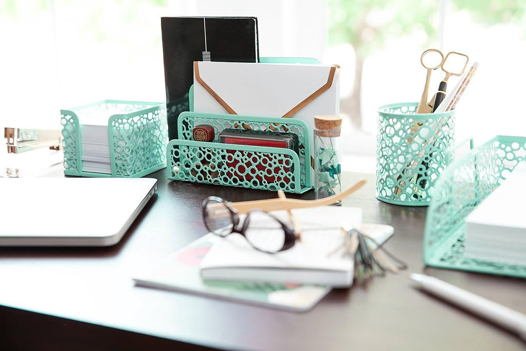 Mint Green 5 Piece Desk Organizer Set V176572