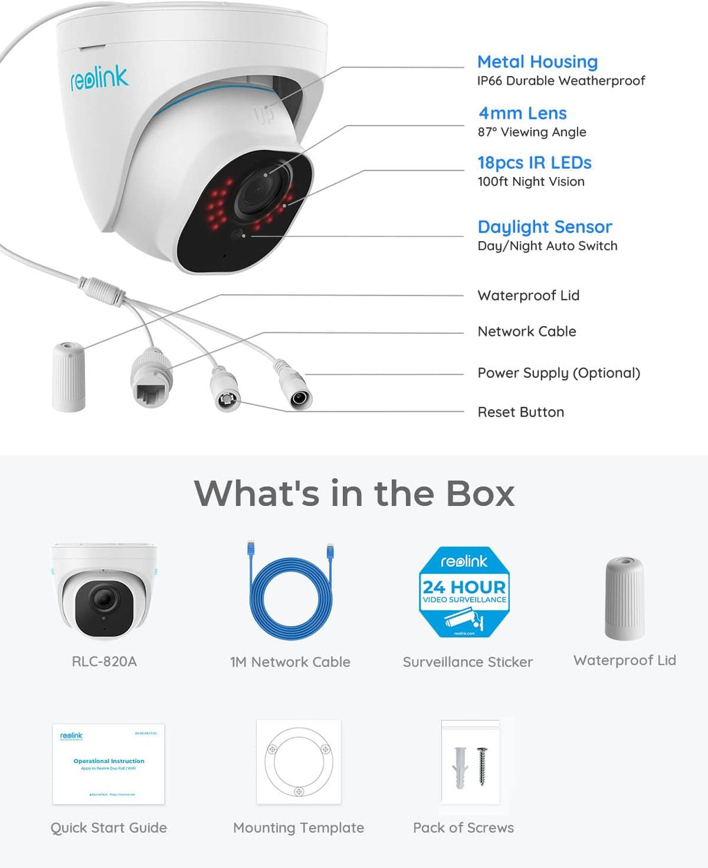 4K Outdoor PoE Dome Surveillance Camera (Pack of 2) U1143
