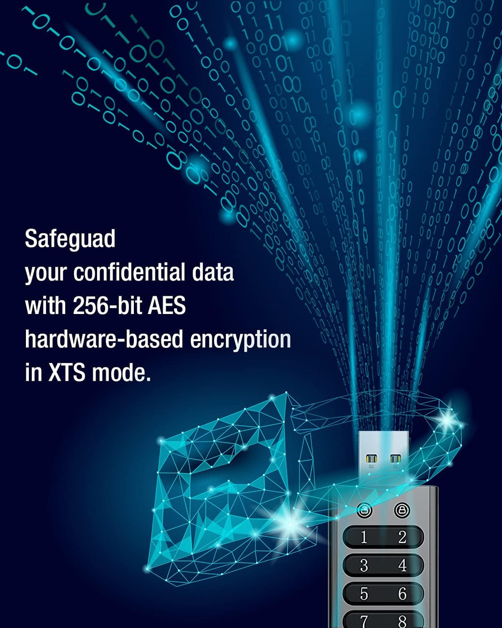 64GB Secure Encrypted USB Flash Drive with Keypad W42154