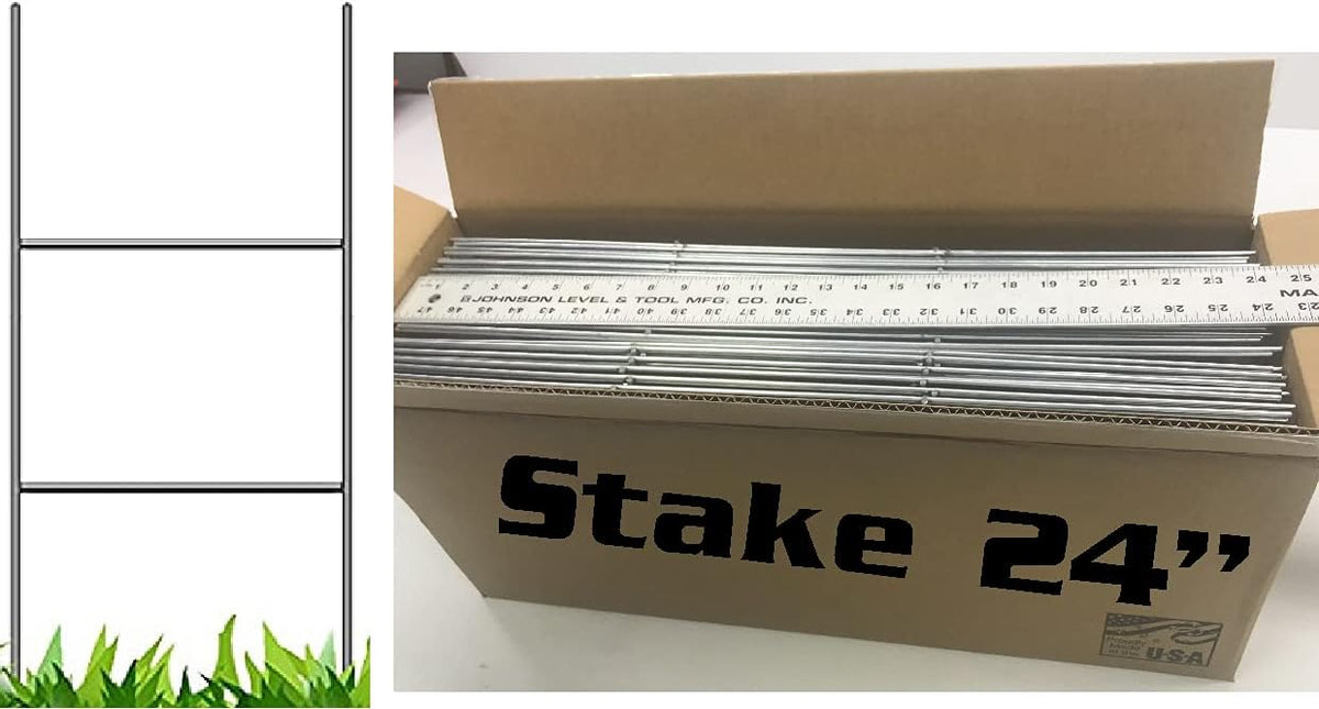 50 Pack Galvanized Wire Double H-Frame Stake 24 Tall 10 Wide Sign Holder C64453