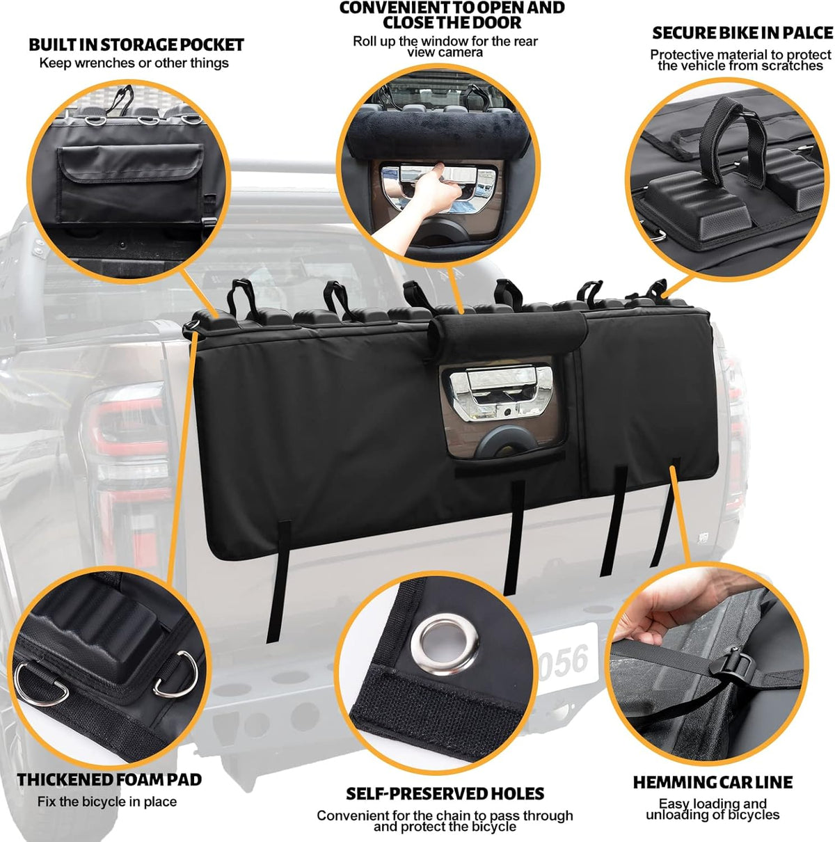 Truck Bike Tailgate Pad with Anti-Theft Lock and Secure Bike Straps R256985