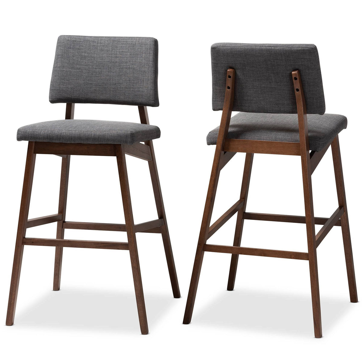 Dark Gray and Walnut Bar Stool Set of 2 P421583