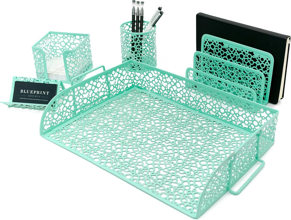 Mint Green 5 Piece Desk Organizer Set V176572