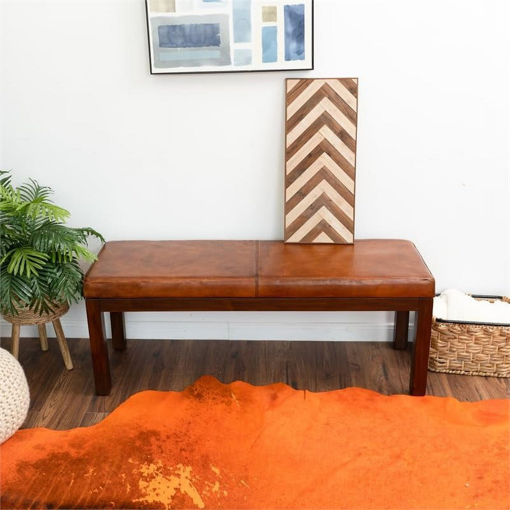 Genuine Leather Rectangular Bench M87874