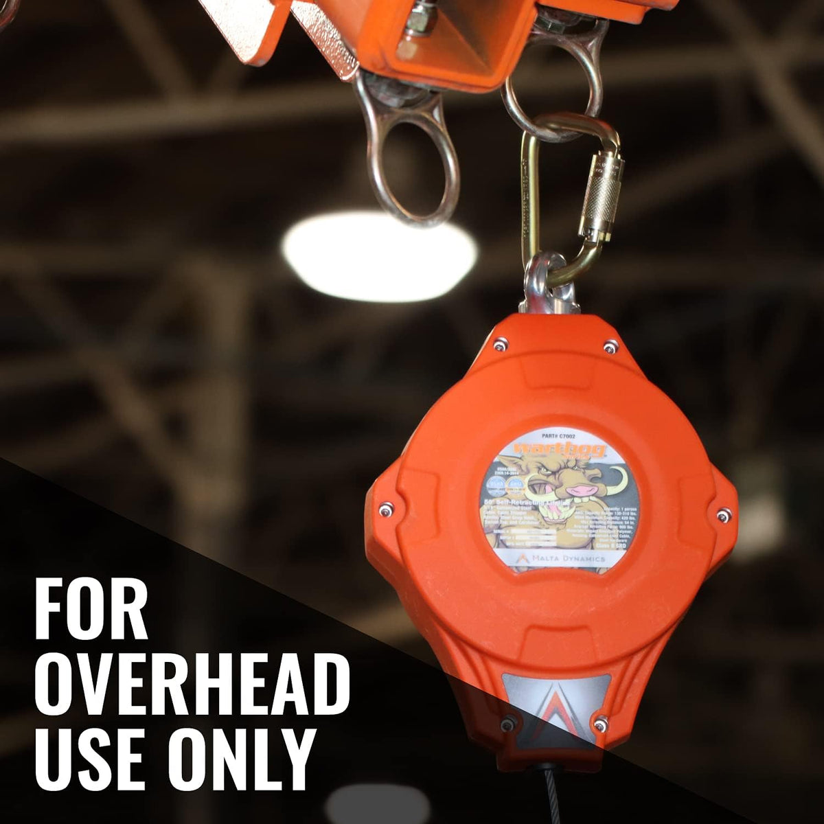 50-Foot Self-Retracting Lifeline with Steel Snap Hook & Carabiner D193