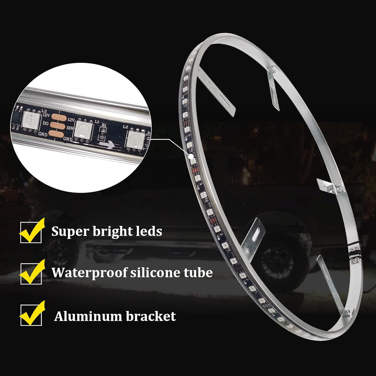 4PCS 15.5” Waterproof LED Wheel Light Kit with App Control J869
