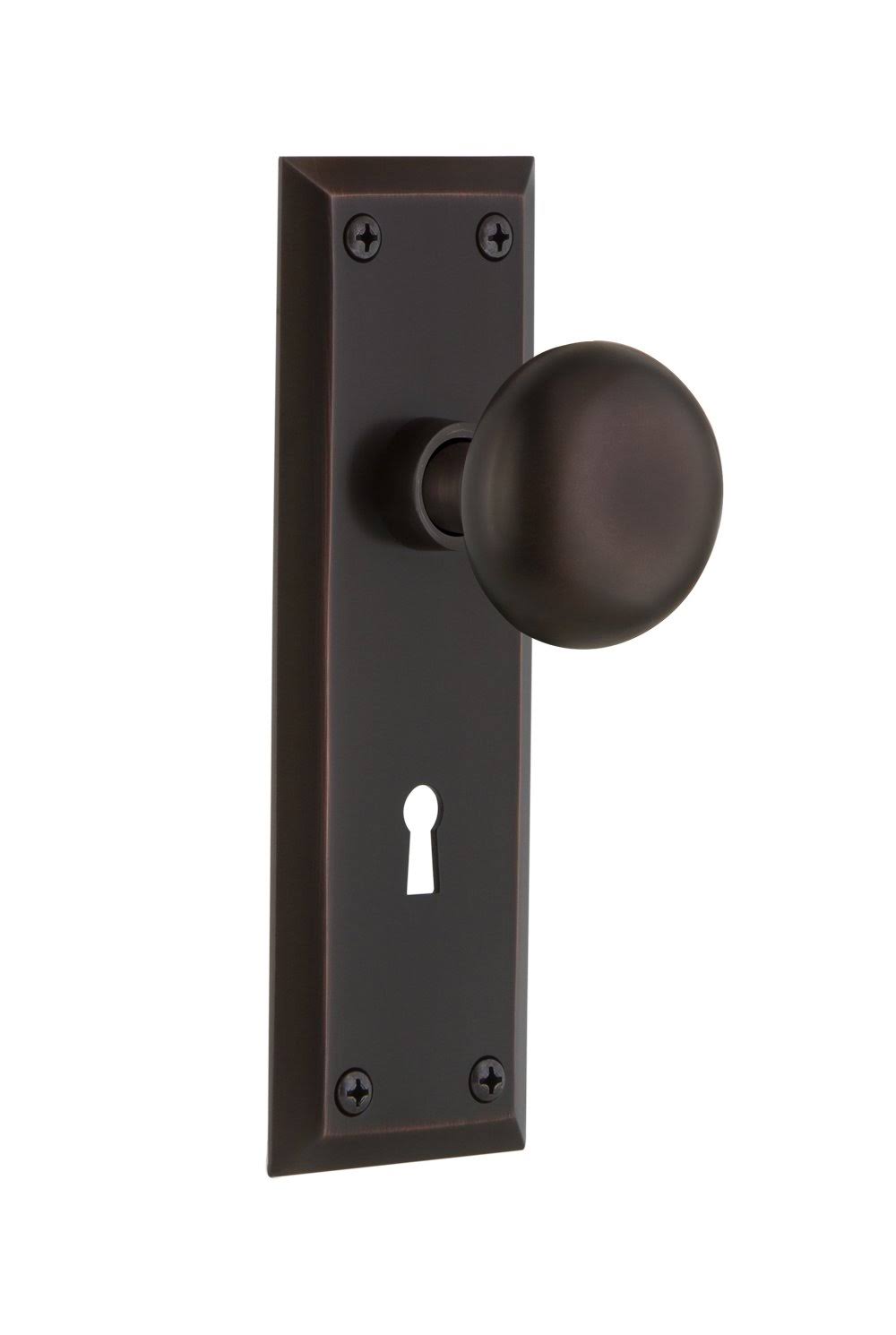 New York Door Knob with Keyhole Passage, Timeless Bronze D2948