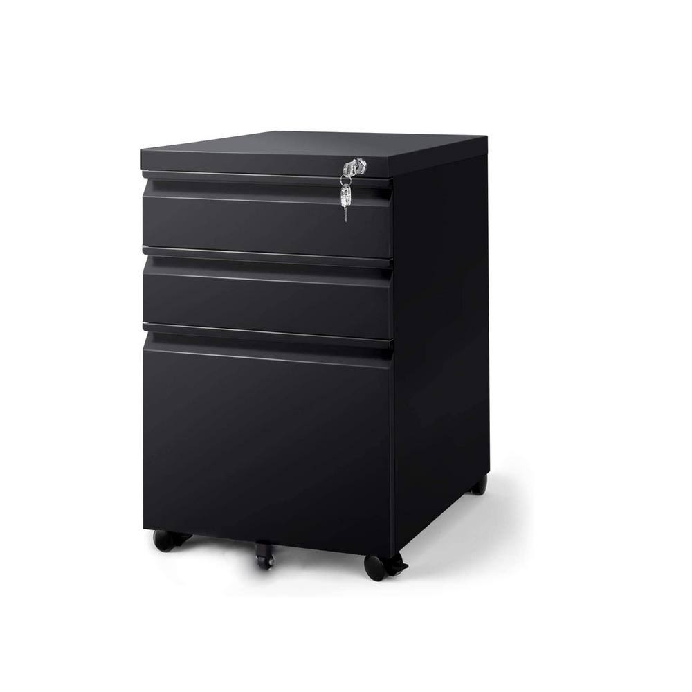 Black Locking 3-Drawers Vertical Desk Cabinet F99110