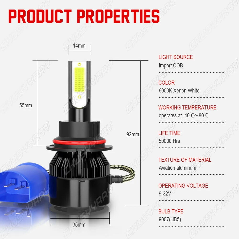 LED Headlight + Fog Light Bulbs Kit 4X C35968