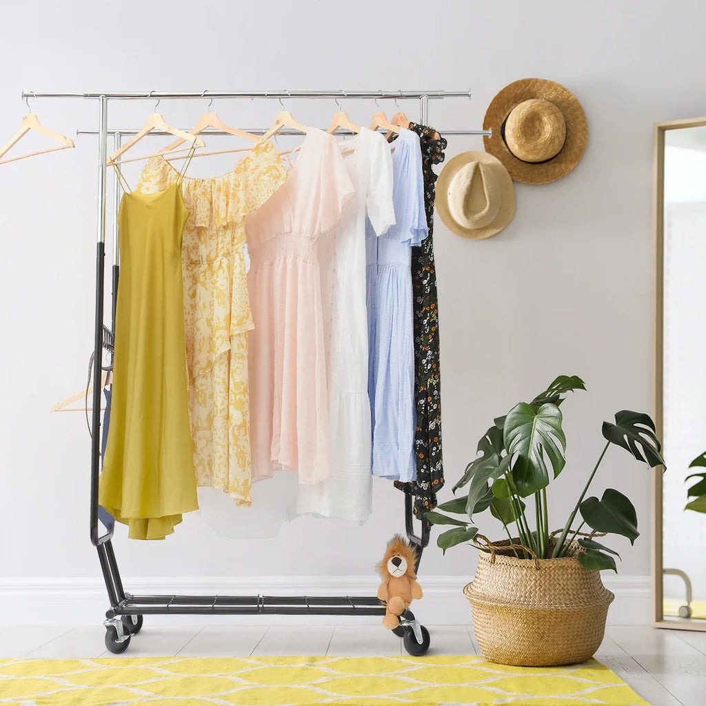 Heavy Duty Double Rails Garment Rack with Wheels B765016