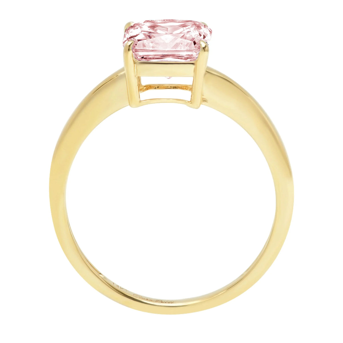 2.5ct Asscher Cut Pink Simulated Diamond 14k Yellow Gold Ring R5890