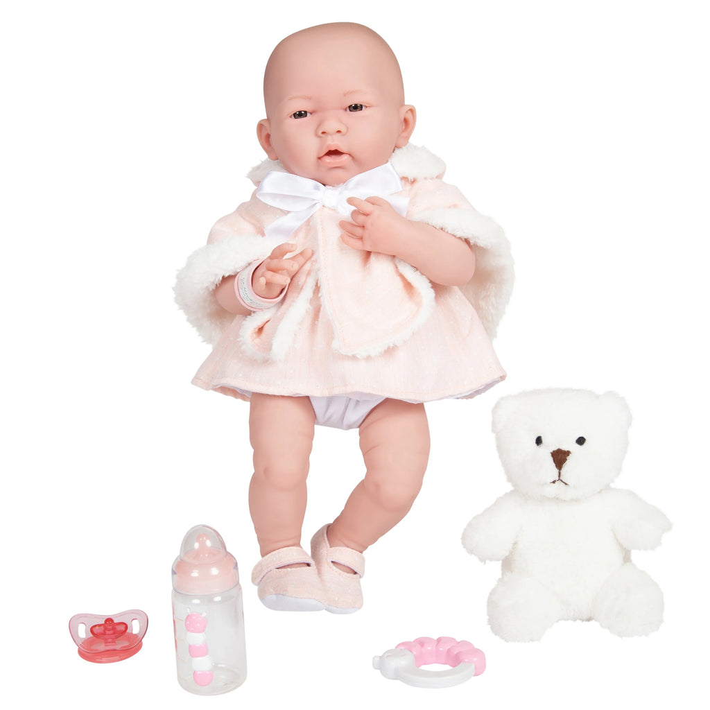15 inch All-Vinyl Baby Doll In Pink Coat Set and Deluxe Accessories Z2048