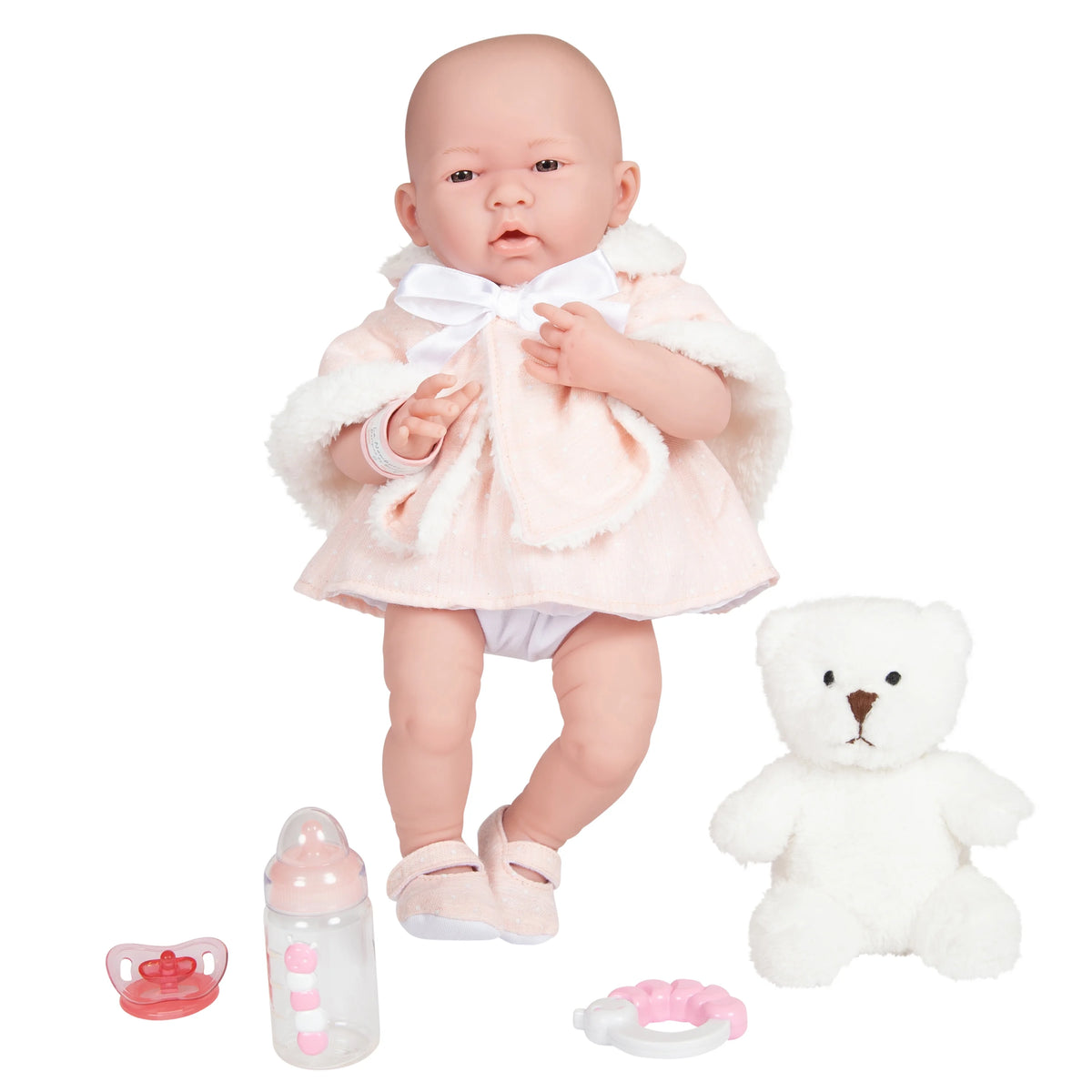 15 inch All-Vinyl Baby Doll In Pink Coat Set and Deluxe Accessories Z2048