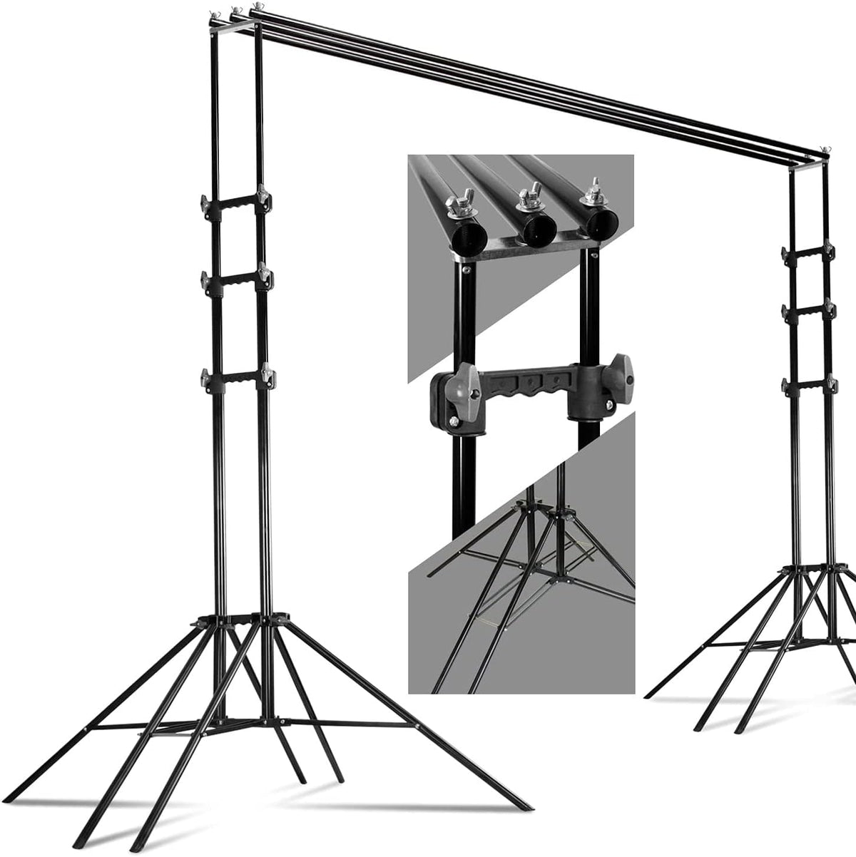 10 x 8.5 ft Photography Backdrop Support System with Carry Case, 6 Legs Support Stands, Max 10ft. Cross Bar W6885