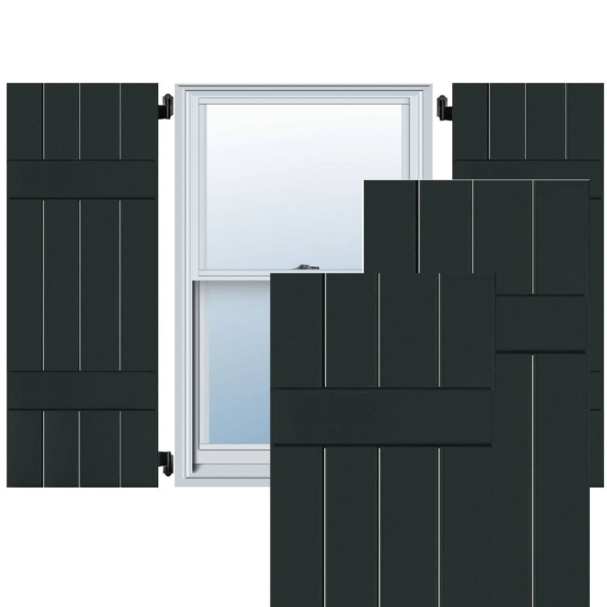 2-Pack 15-in W x 55-in H Black Forest Green Board and Batten Wood Western Red Cedar Exterior Shutters B302