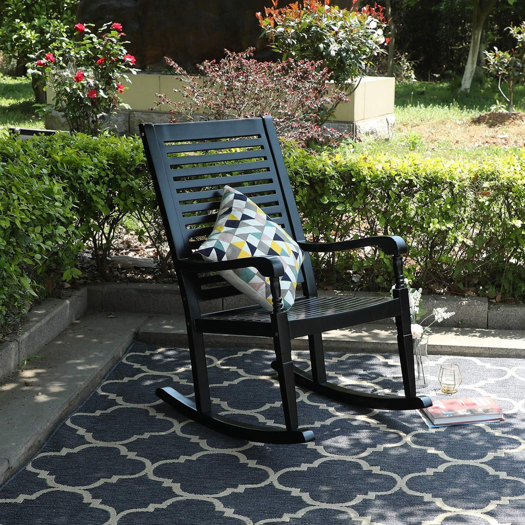 Black Acacia Wood Rocking Chairs Set of 2 U10172