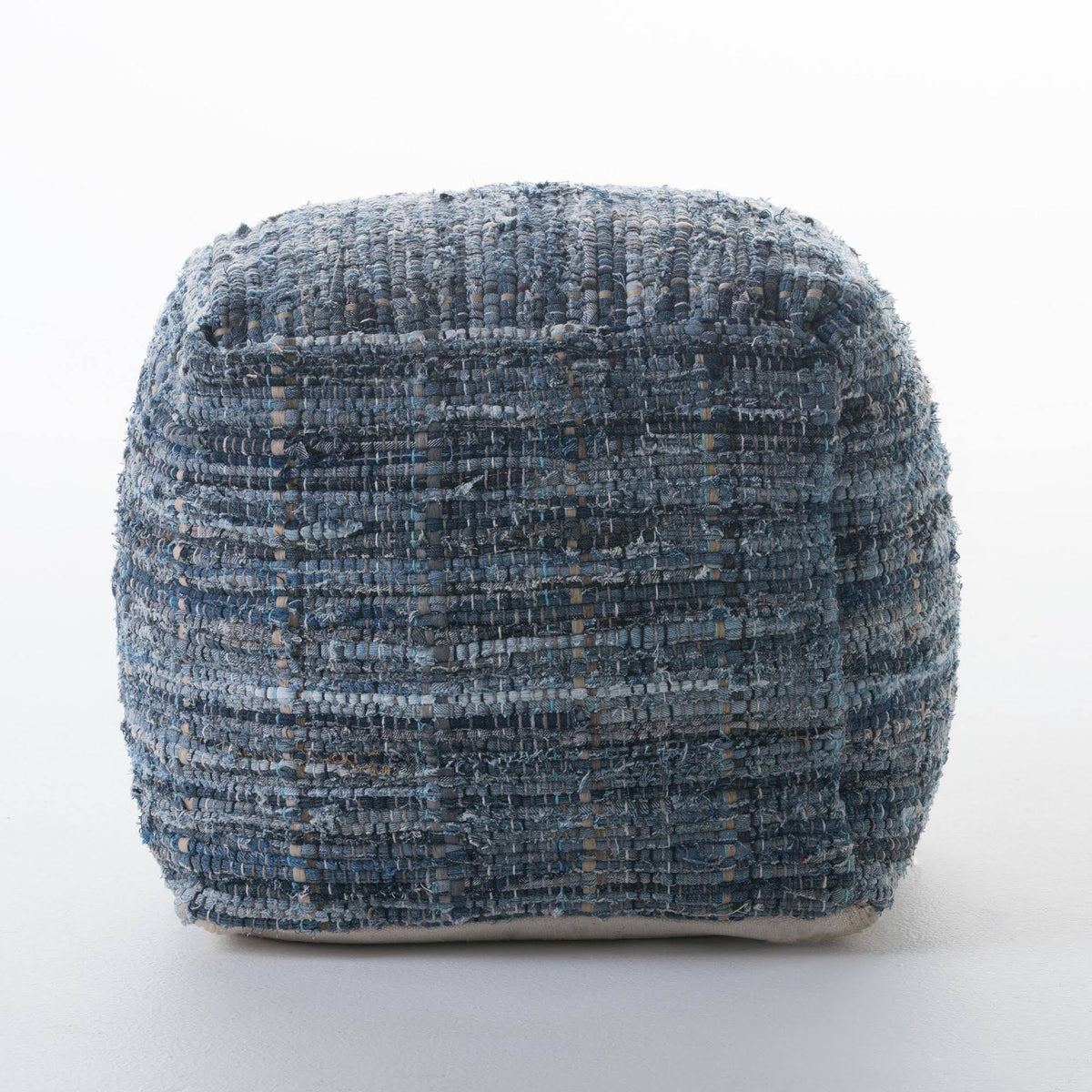 Blue Fabric Pouf Ottoman B354944