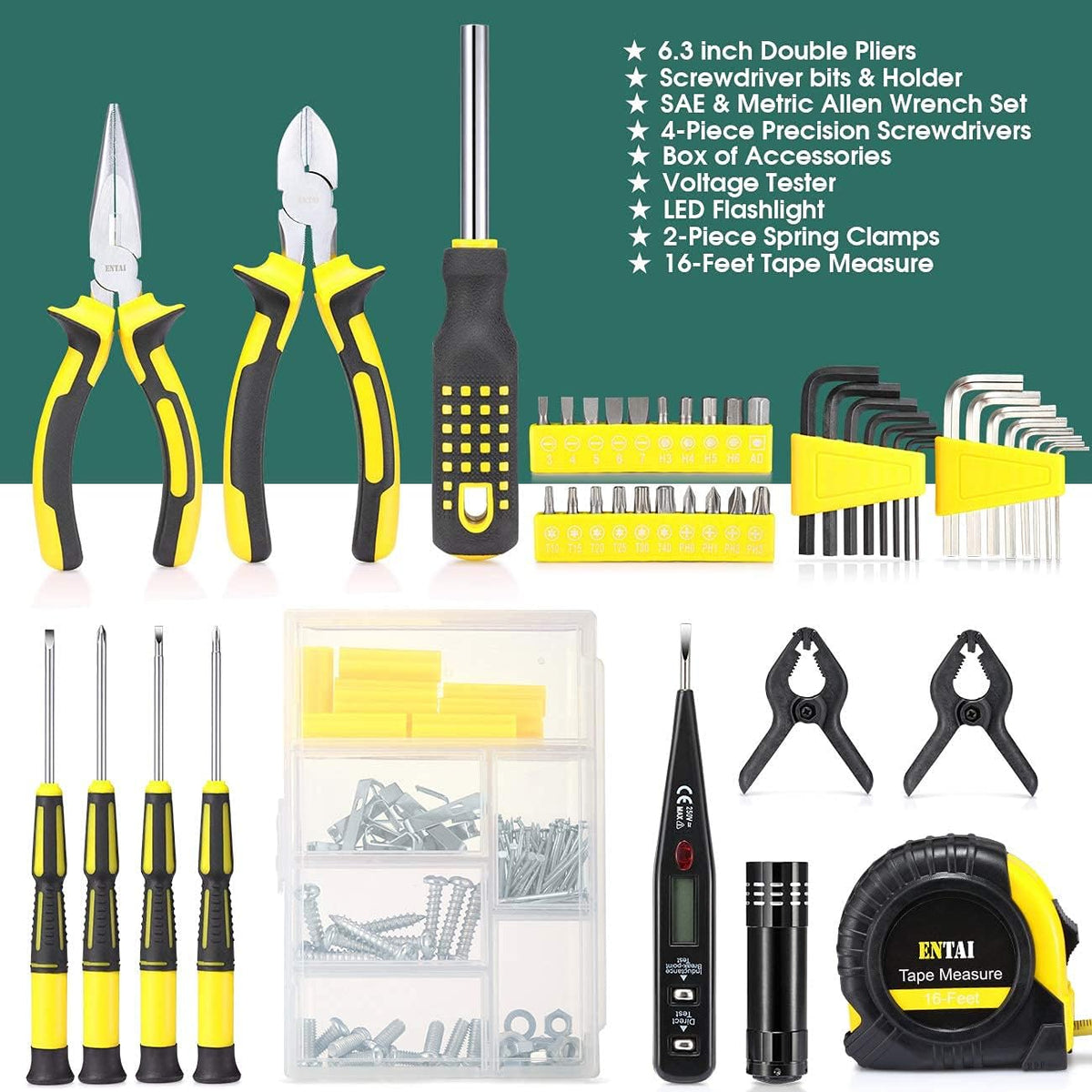 218-Piece Hand Tool Set with Solid Carrying Tool Box S871