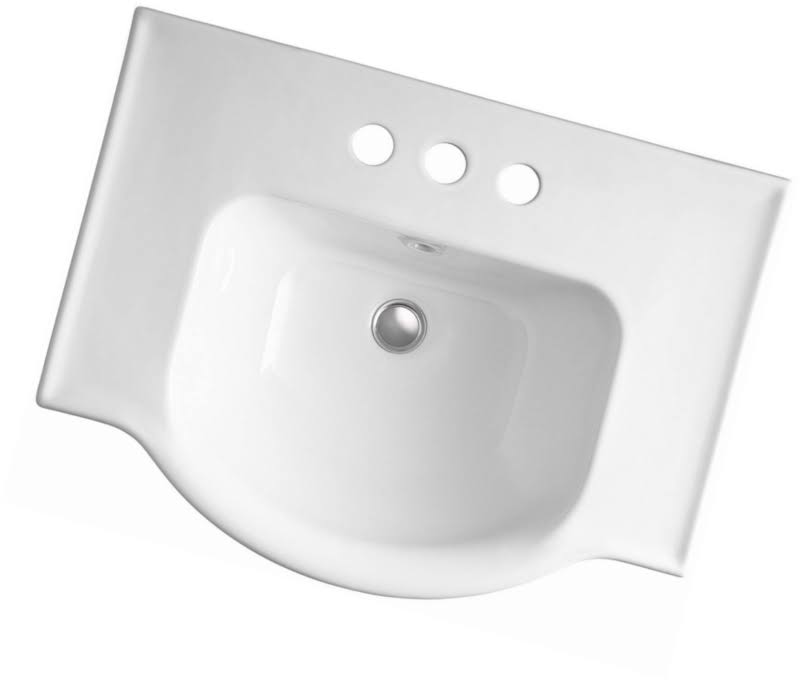 White 24 In. Pedestal Bathroom Sink with 4 In. Centerset Faucet Holes U1574