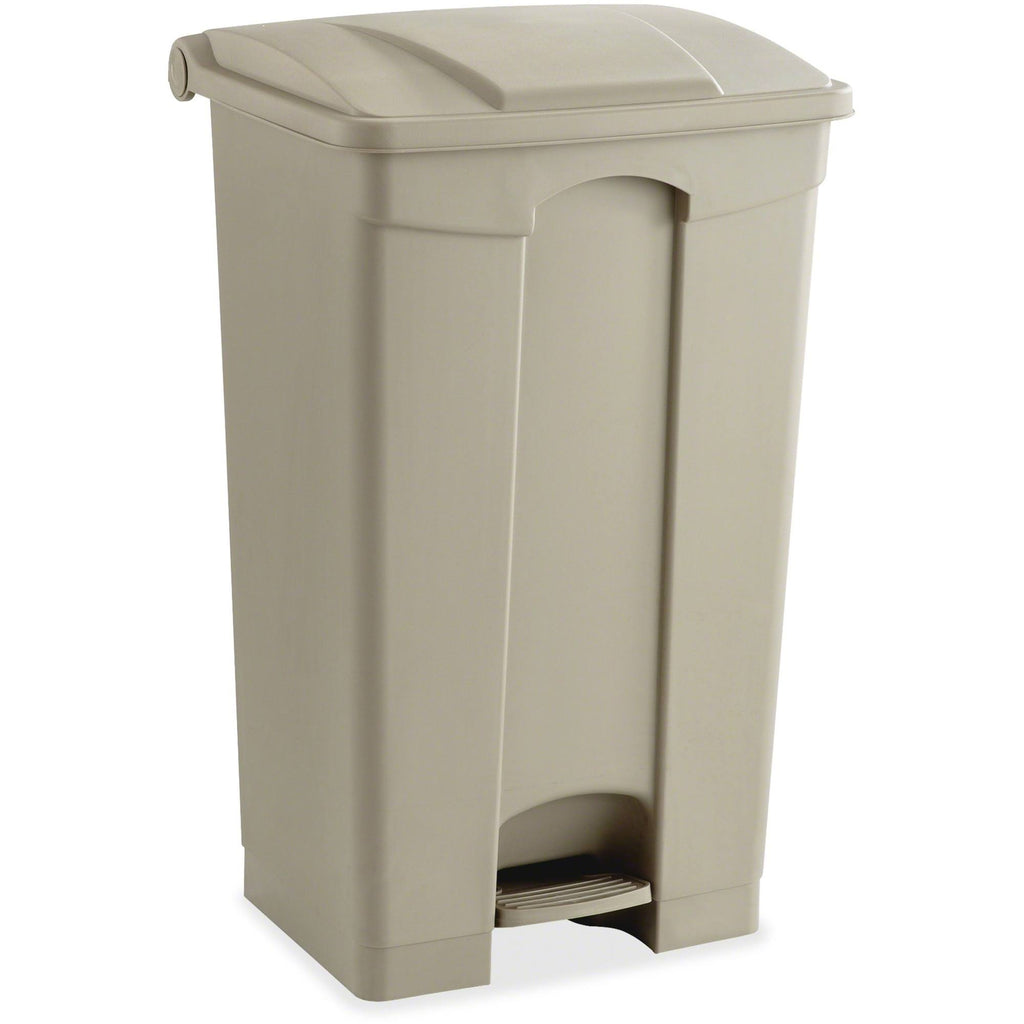 Tan Plastic Trash Can 23 Gal with Flip Lid and Foot Pedal L572