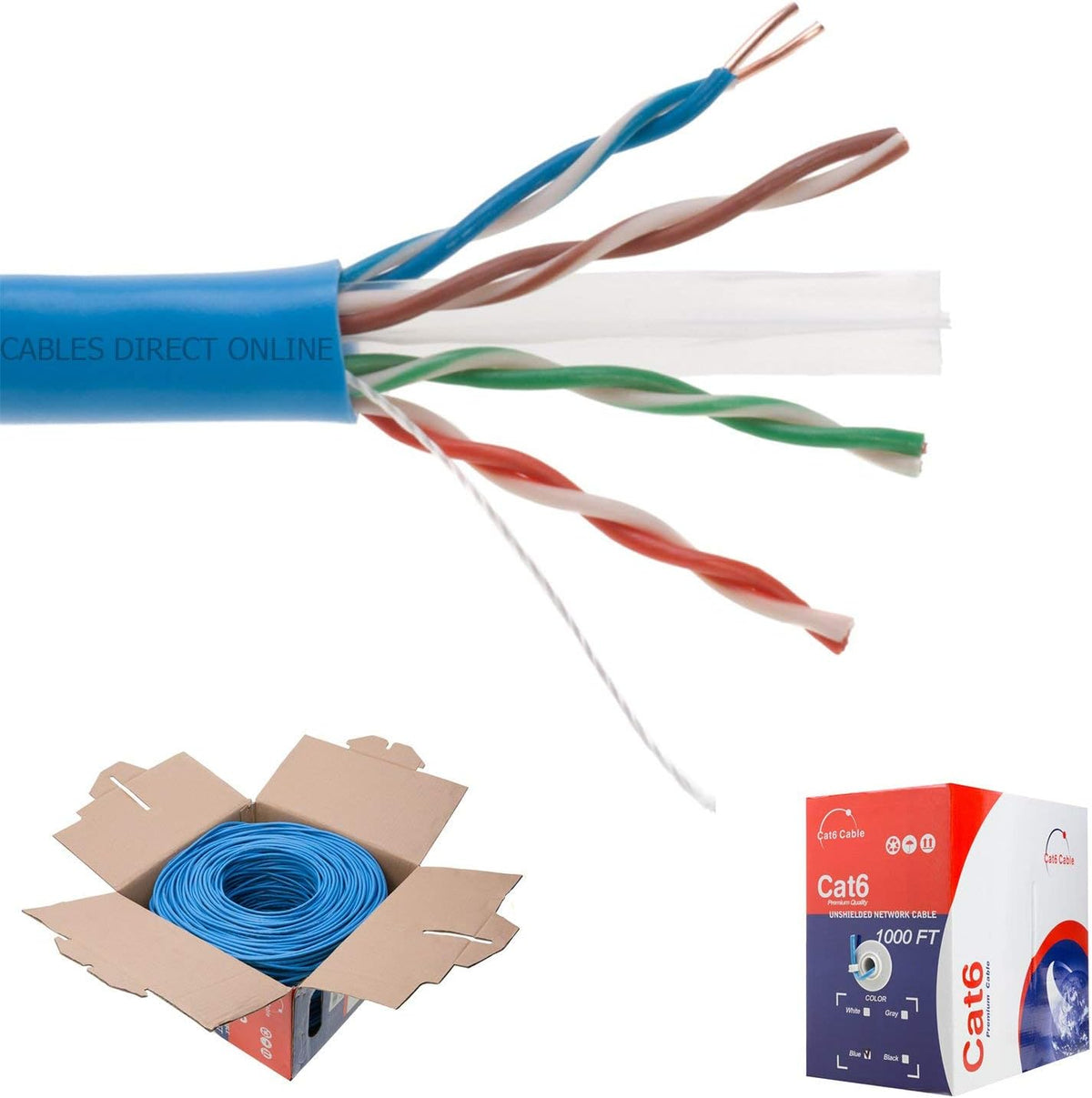 CAT6 1000ft UTP White Ethernet Solid Cable 23AWG O73883