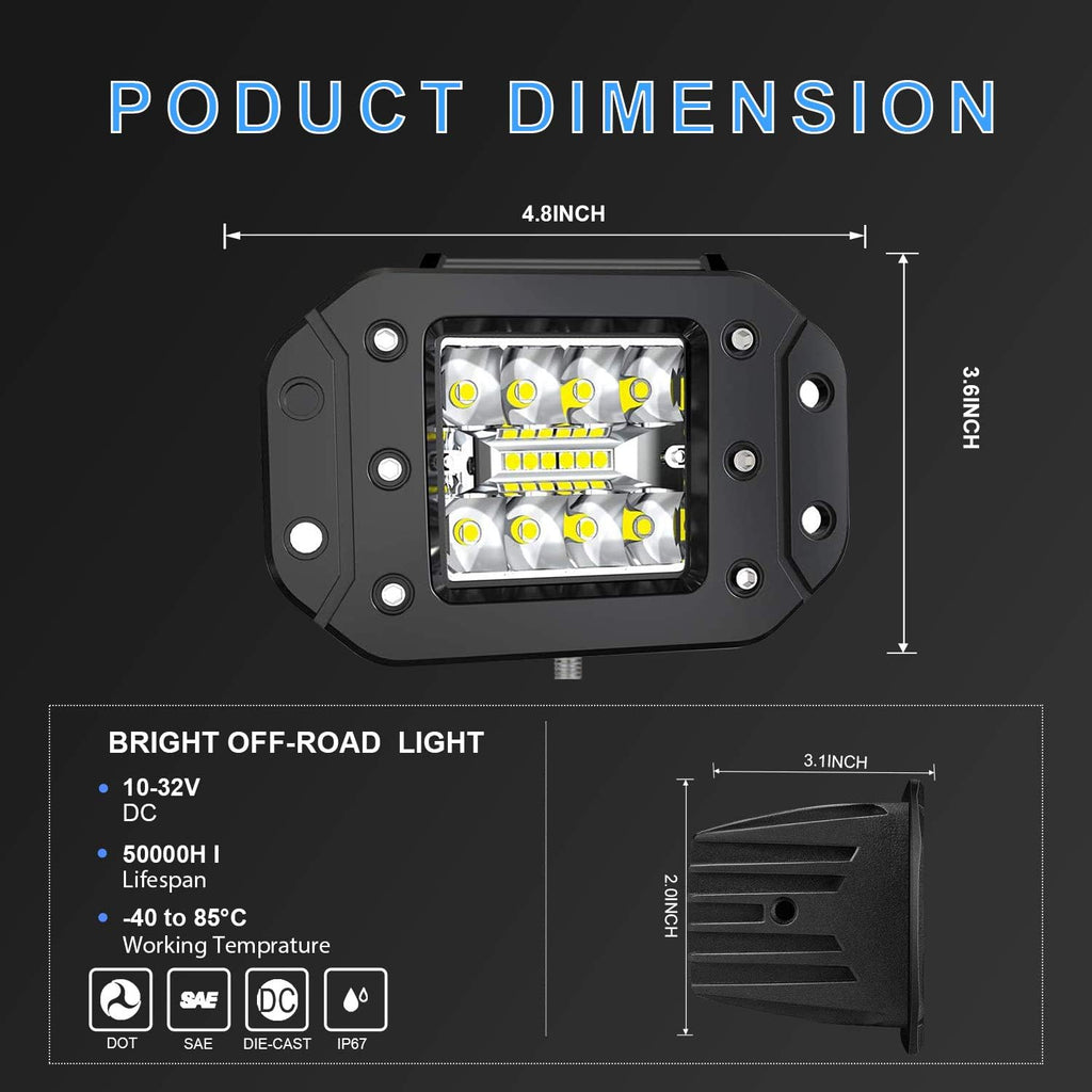 4PCS 42W LED Light Pods Spot Flood Combo Beam Work Light H698747