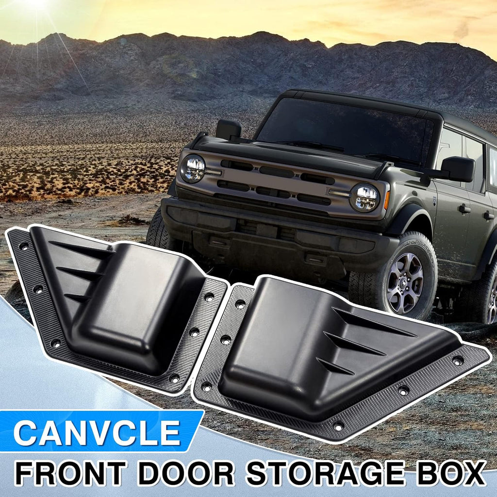 Black 2PCS Front Door Storage Box for Ford Bronco 4-Door L436
