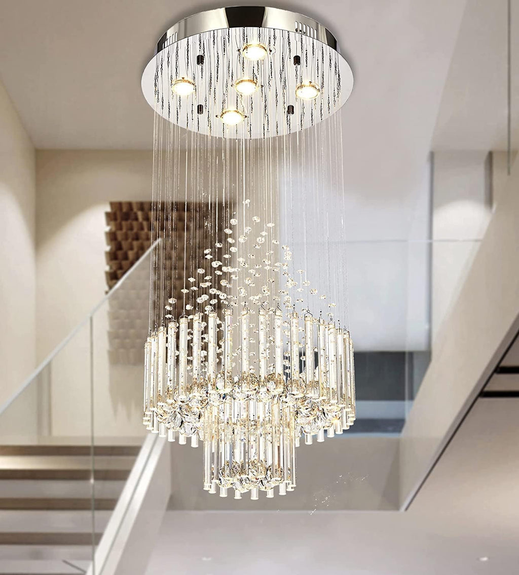 Crystal Raindrop 5-Lights Flush Mount Chandelier D666