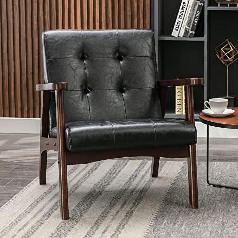 Orange Faux Leather Accent Chair with Solid Wood Frame H605