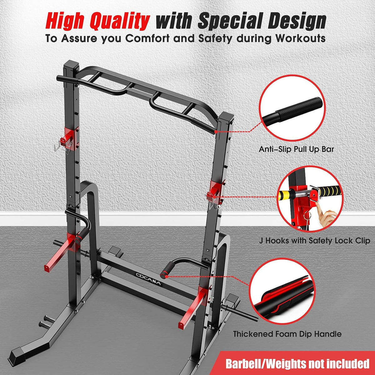 Power Squat Rack Cage with Pull Up Bar J35362
