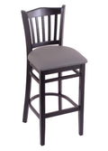 30x22 Stool with Black Finish, Medium Grey Seat F1030
