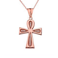 14K Rose Gold Ankh Cross Pendant Necklace Y64226