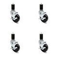 4 x 1.25 inch Hard Rubber Wheel Swivel Casters with Expanding Stem with Brake, Set of 4 D118