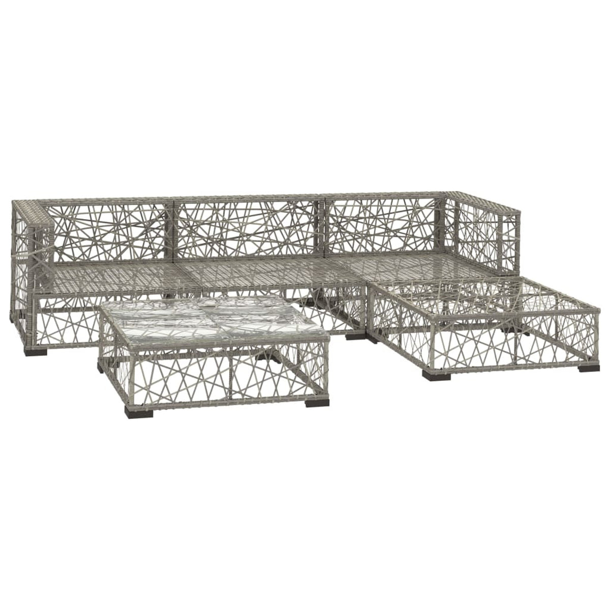 5 Piece Gray Poly Rattan Outdoor Sectional Sofa Set V758523