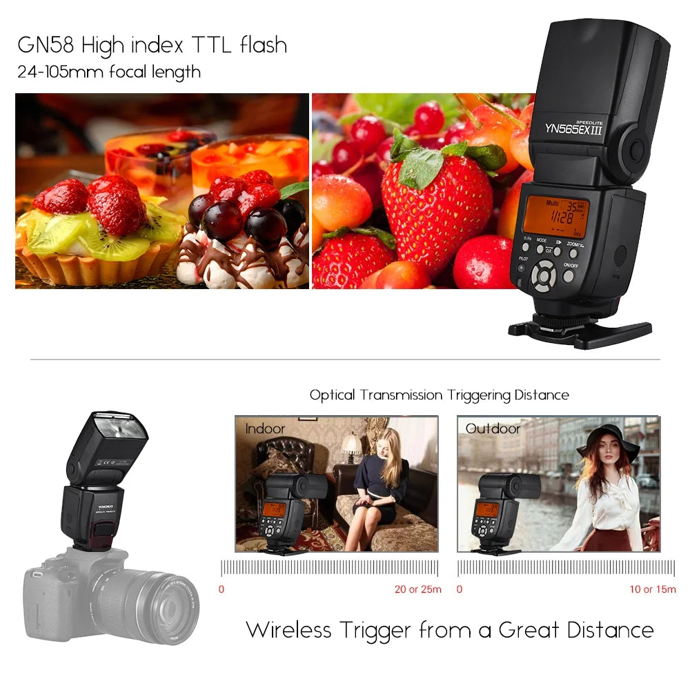 Wireless TTL Slave Flash Speedlite GN58 for Canon DSLR Camera L466