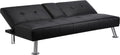 Black Faux Leather Futon Set Convertible Sleeper Loveseat Daybed B788