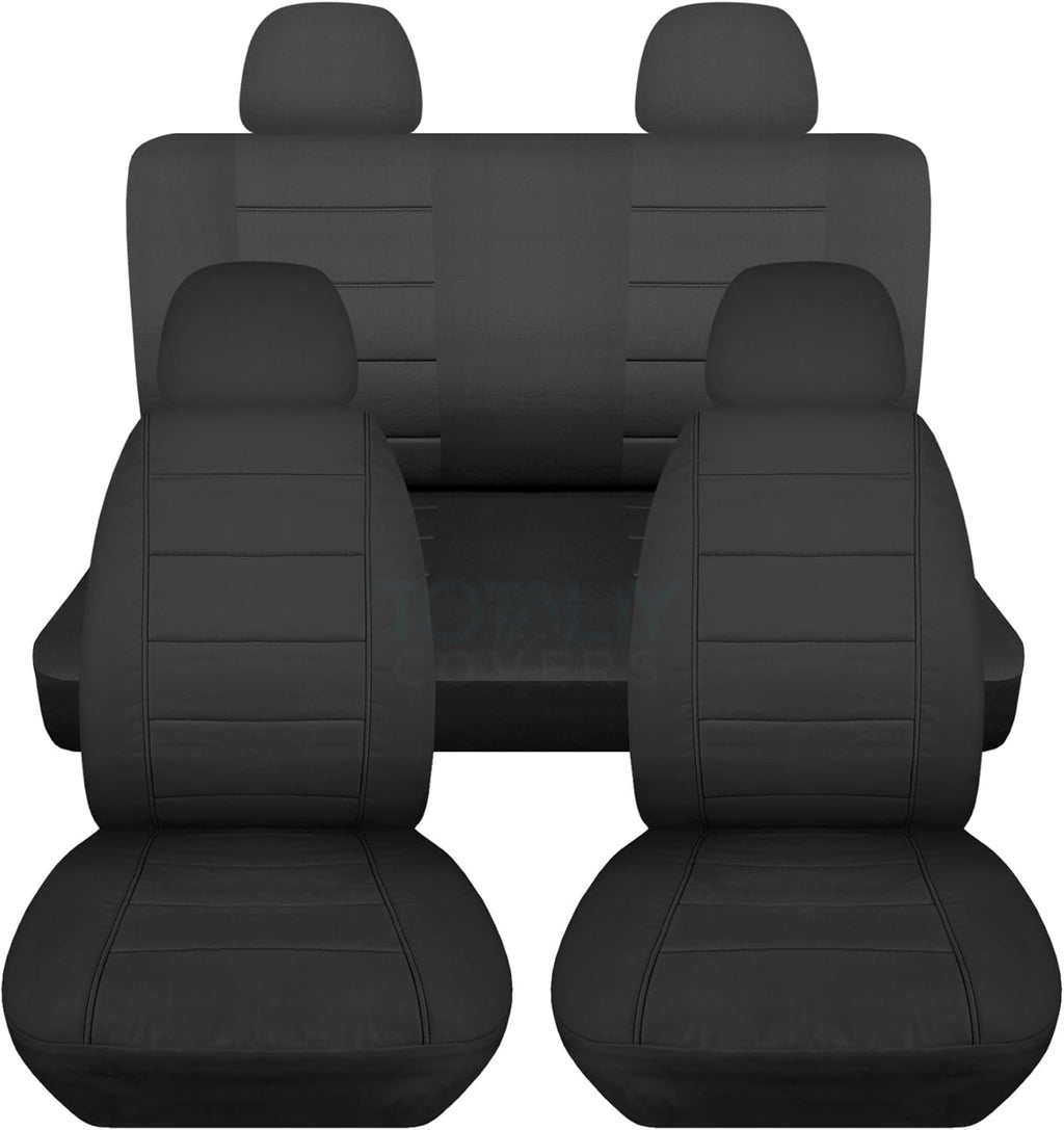 Charcoal Solid Car Seat Covers Full Set with 4 Headrest Covers A961