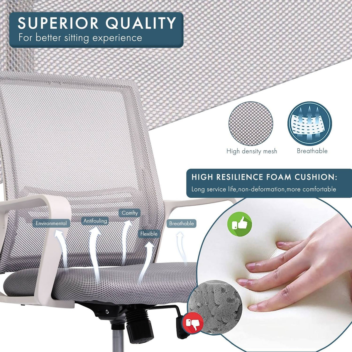 Blue Adjustable Desk Chair with Swivel Casters D55621