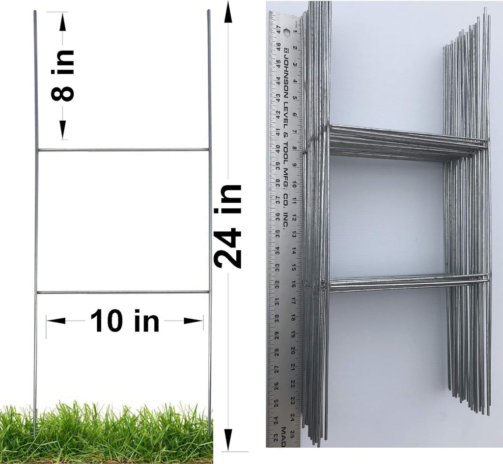 50 Pack Galvanized Wire Double H-Frame Stake 24 Tall 10 Wide Sign Holder C64453